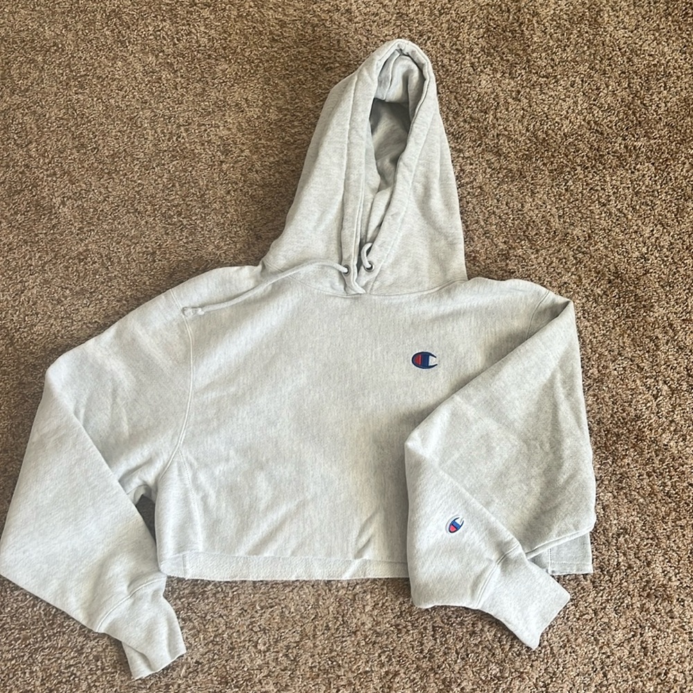 Gray Champion reverse weave cut off hoodie